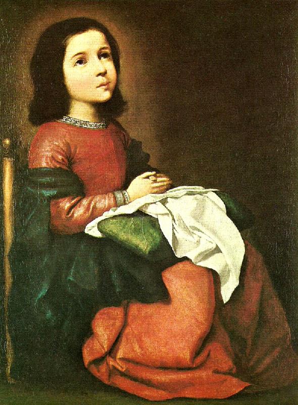 Francisco de Zurbaran girl virgin at prayer oil painting image